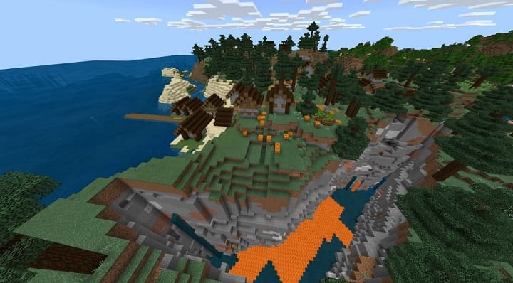 Village near the canyon in Minecraft PE