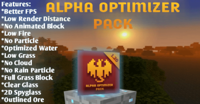 Alpha Opt para Minecraft PE (Bedrock) 1.20