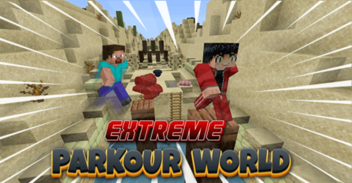 Mundo del parkour extremo | Mapa para Minecraft PE (Bedrock)