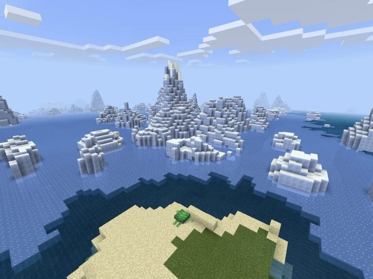 -267881186 Isla junto al bioma de hielo | Minecraft PE Semilla