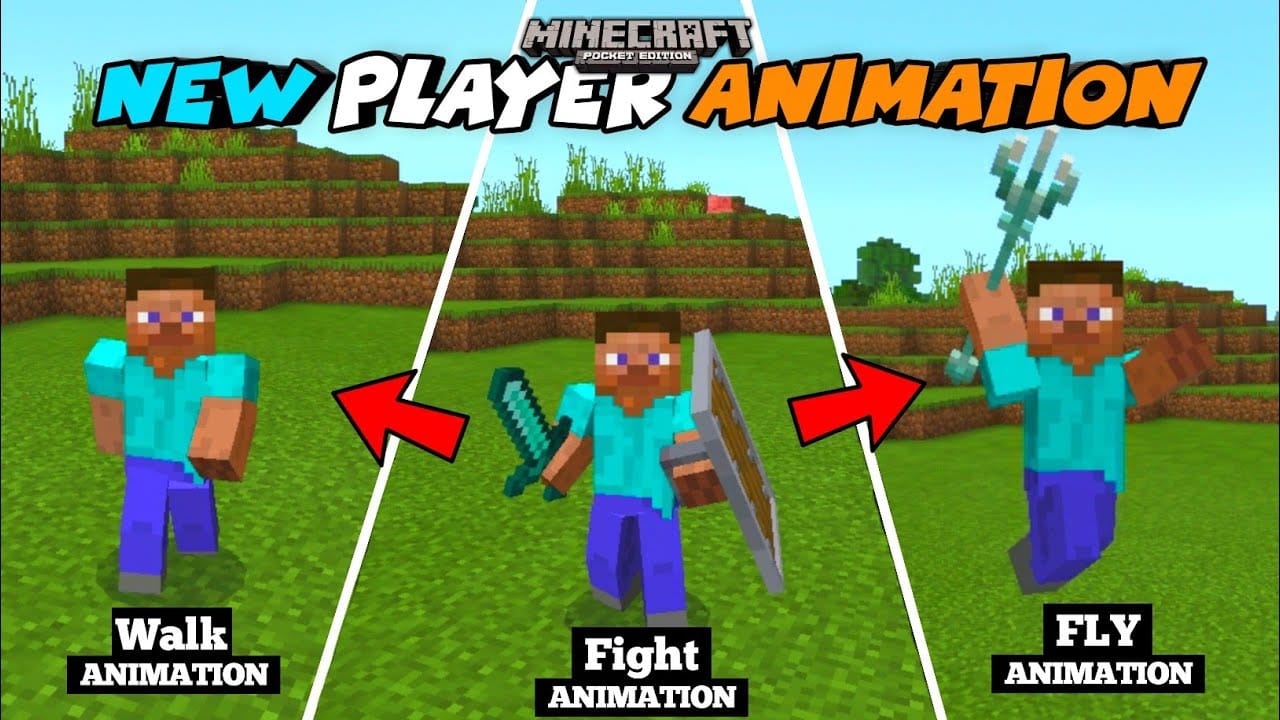 New Player Animation para Minecraft PE / Bedrock 1.21