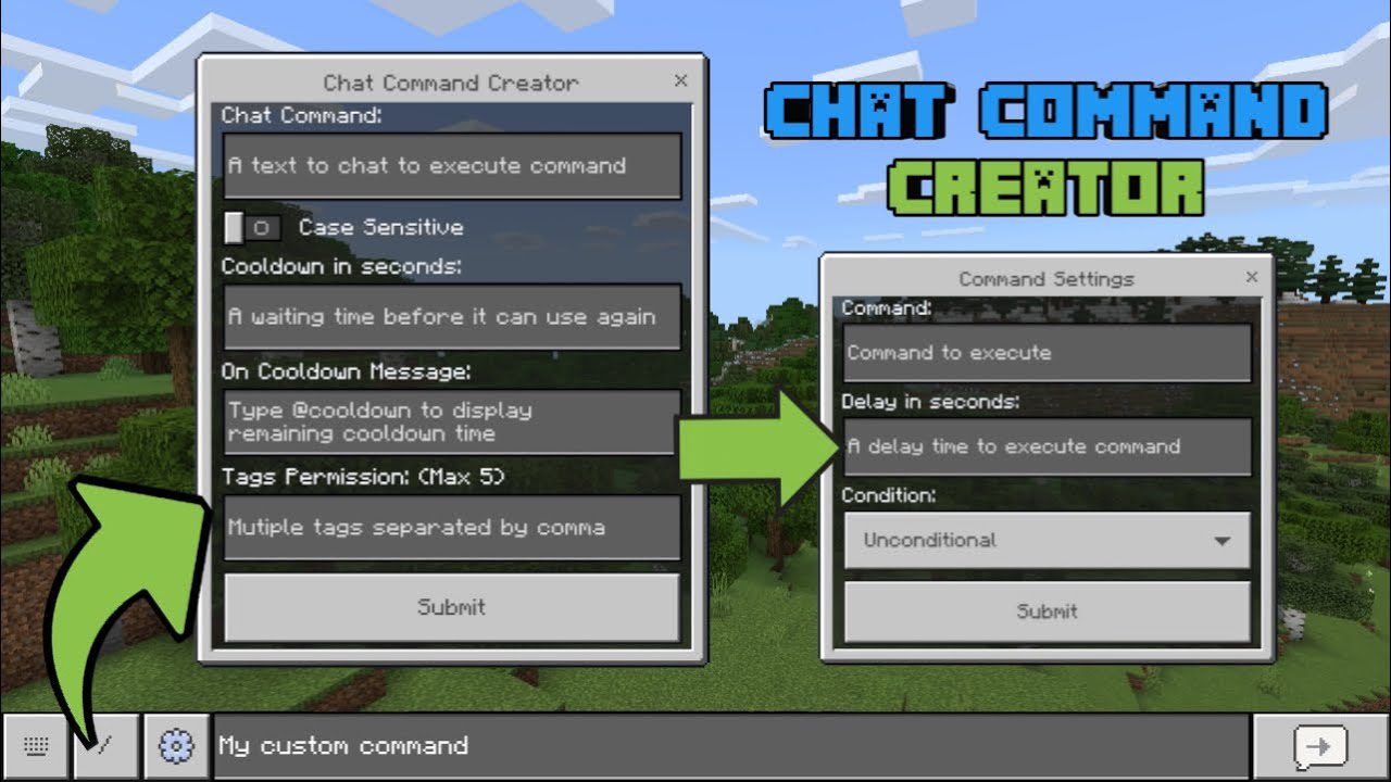 Chat Command Creator para Minecraft PE (Bedrock)