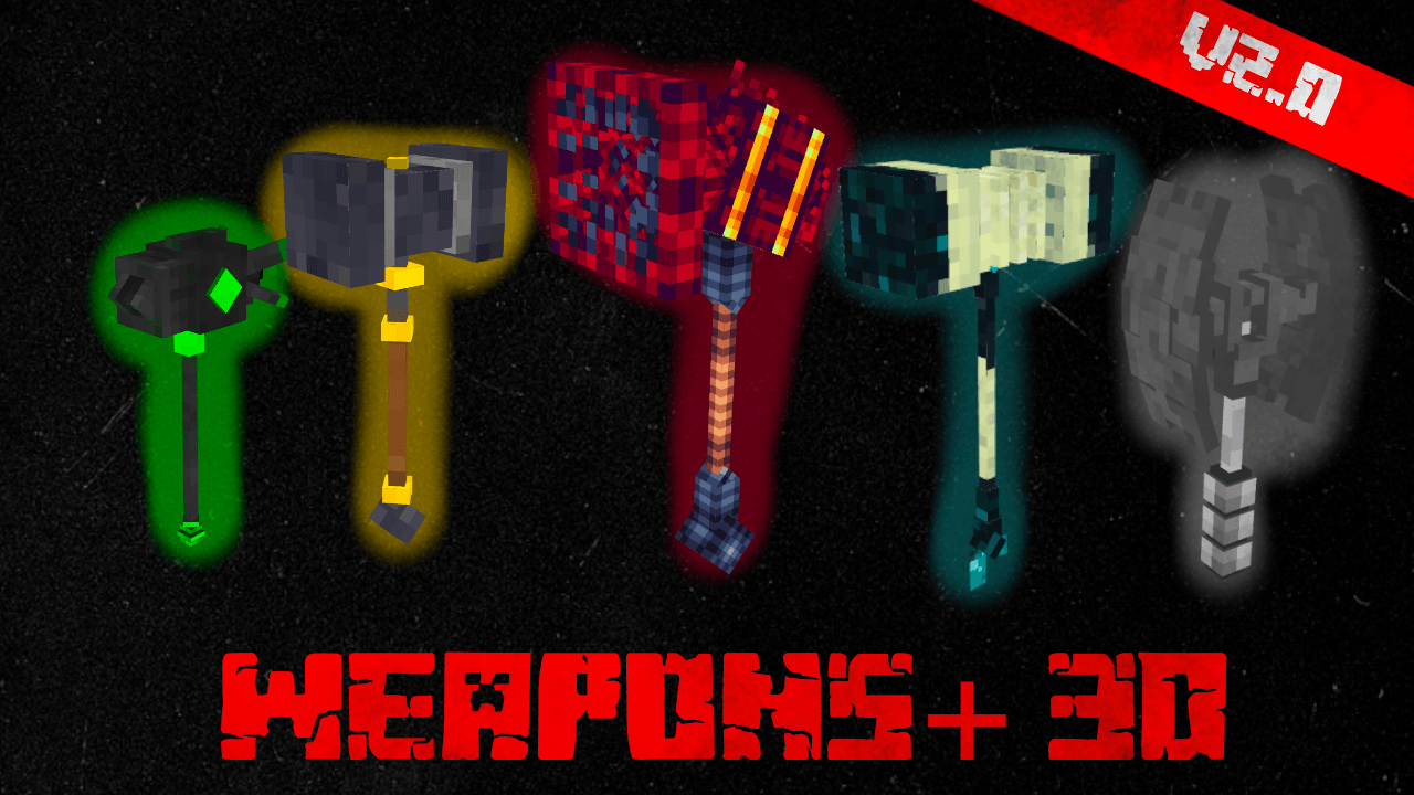 Weapons+ 3D para Minecraft PE / Bedrock 1.21