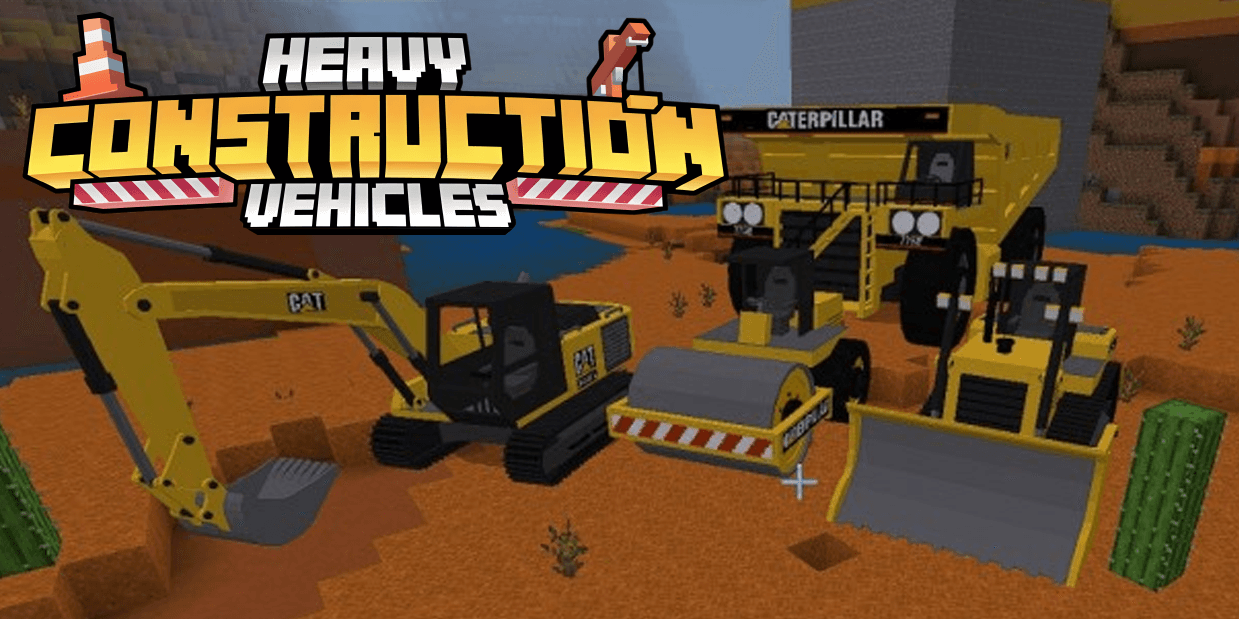 Heavy Construction Vehicles para Minecraft PE / Bedrock 1.21
