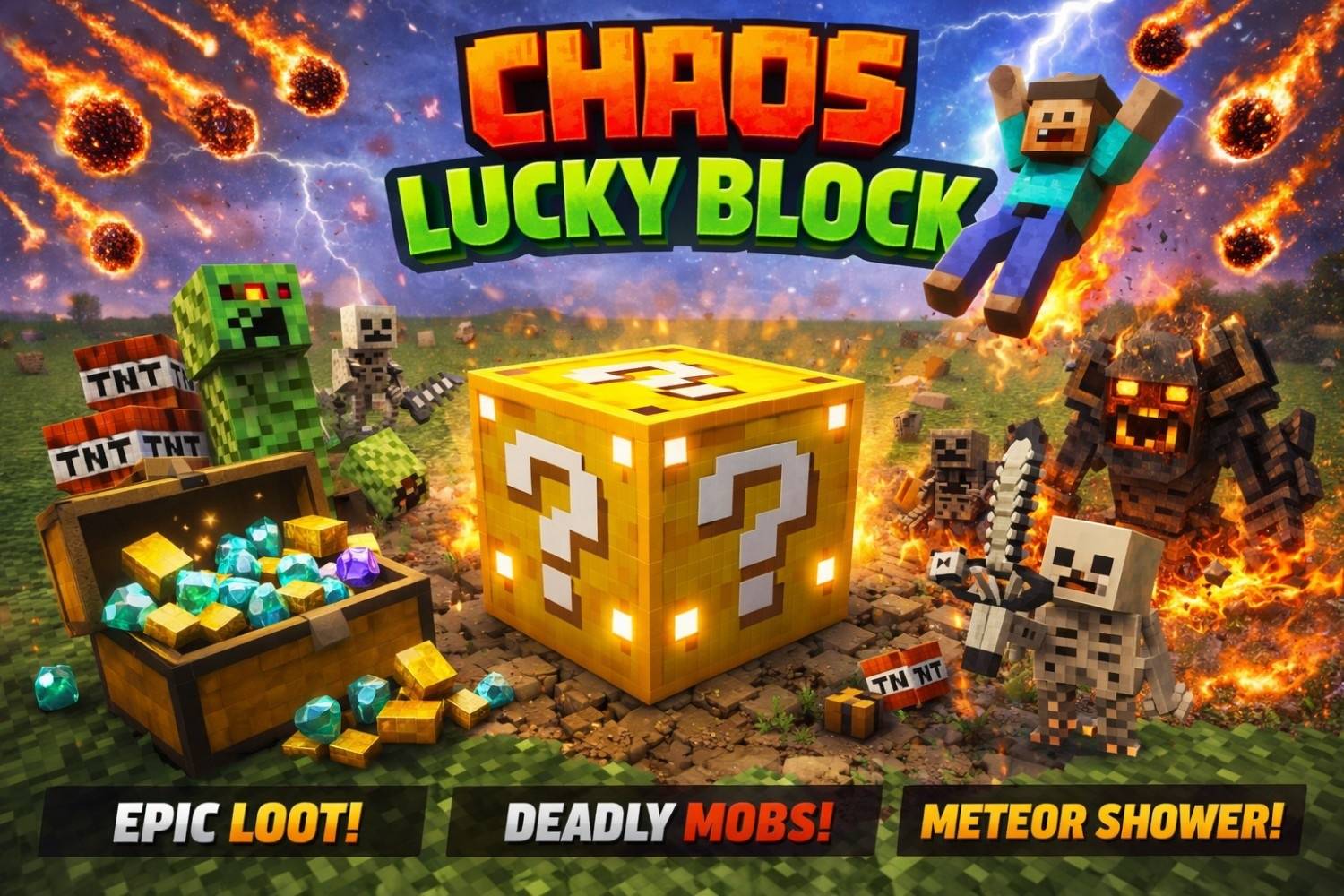 Chaos Lucky Block para Minecraft PE / Bedrock 26.x